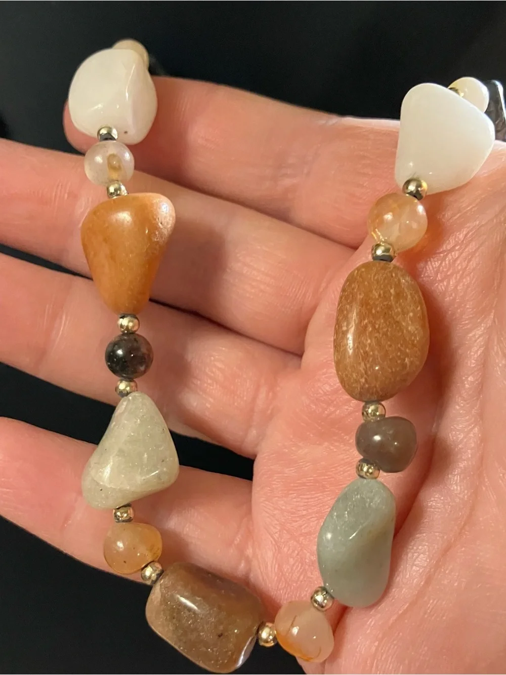 Vintage Mixed Natural Semi-Precious Gemstone Nugget Necklace Boho 26”
